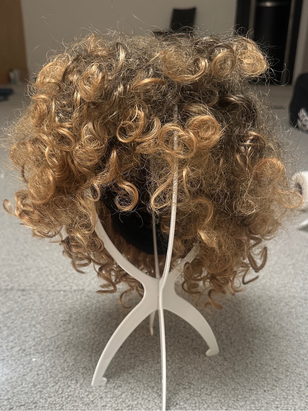 Short Curly Ombre Wig in Brown to Honey Blonde - Natural-Look Curls